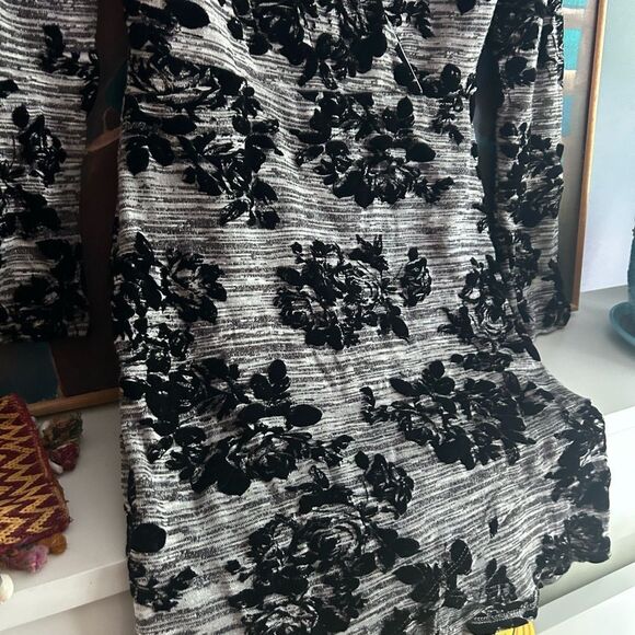 Y2K Mystic Elegant Black and Gray Velvet Floral Dress M - Picture 5 of 16